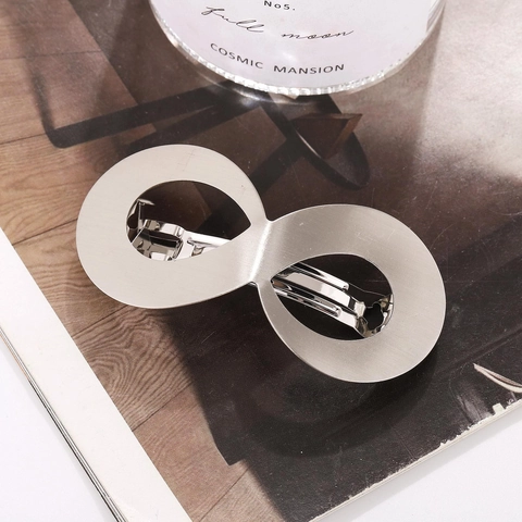 Große Gebürstete Metall Infinity Haarklammer Hohl Minimalistische Zopfhalter Zubehör Für Damen Tägliche Elegante Haarnadel