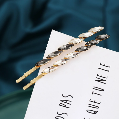 Vintage Marquise Strass Bobby Pin Set Gold Plated Legierung Blatt Haarspangen Für Damen Süß Elegant Haarschmuck Accessoires