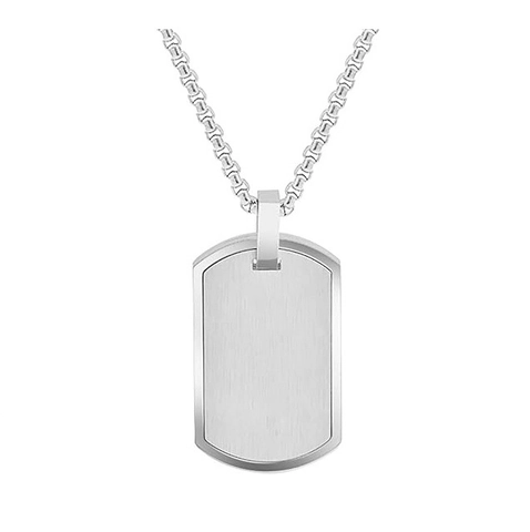Hip Hop Roestvrij Staal Dog Tag Hanger Halsketting Voor Mannen Vrouwen Minimalistisch Geborsteld Metaal Rechthoek Sieraden