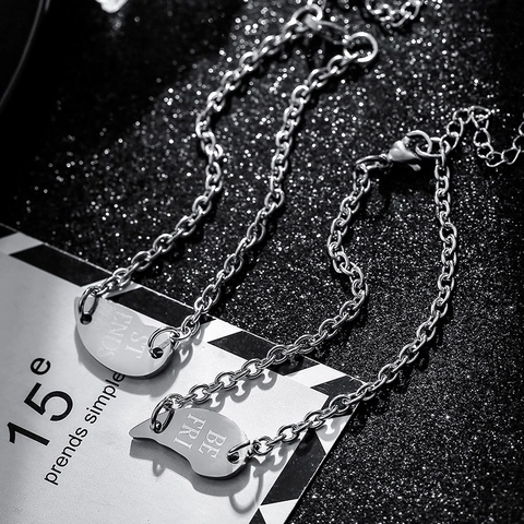Best Friend Heart Splicing Bracelet Set Stainless Steel Letter Engraved Matching Hand Jewelry For Women Friendship Gift