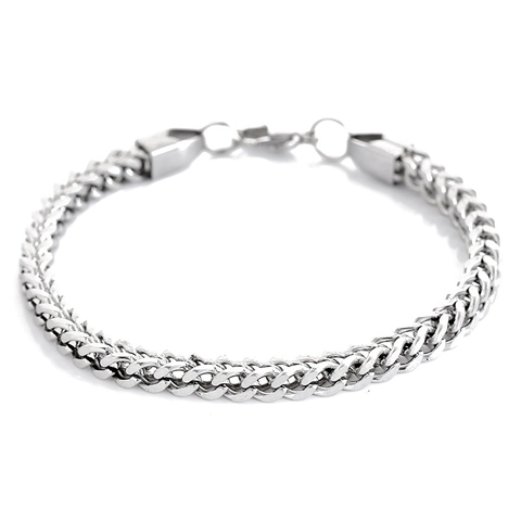 Minimalistisches Edelstahl Weizenkette Armband Silber Spiga Gliederkette Mit Karabinerverschluss Für Herren Damen Modischer Schmuck