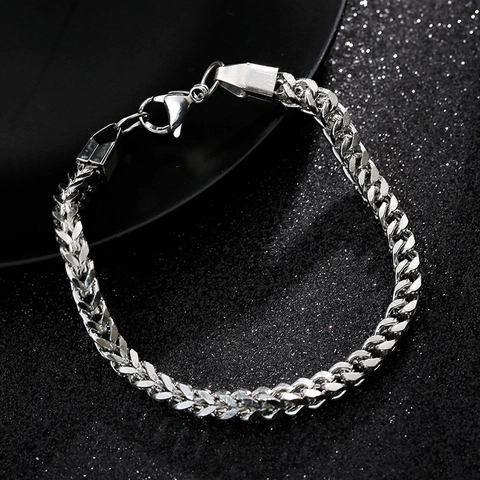 Minimalistisches Edelstahl Weizenkette Armband Silber Spiga Gliederkette Mit Karabinerverschluss Für Herren Damen Modischer Schmuck