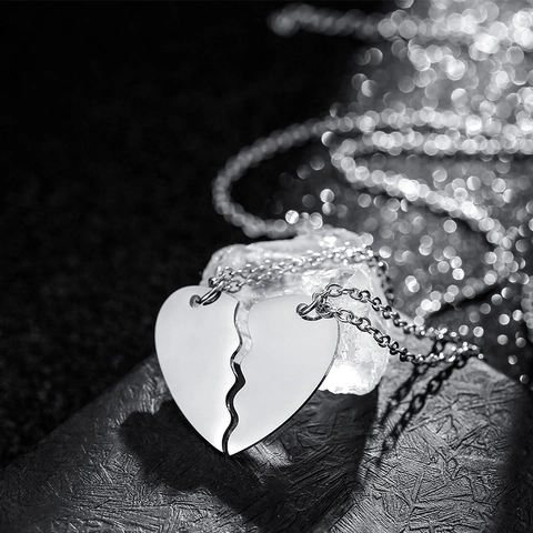 Collane con Ciondolo a Cuore in Acciaio Inossidabile con Puzzle a Cuore Spezzato per Fidanzato Fidanzata Coppia Gioielli Regalo