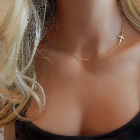 Minimalistische Edelstahl Kreuzanhänger Halskette Armband Für Damen Gold Silber Plattiert Schlüsselbeinkette Schmuck Geschenk