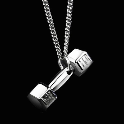 Stainless Steel Dumbbell Pendant Necklace For Men Women Fitness Barbell Personalized Engraved Inspirational Jewelry Gift