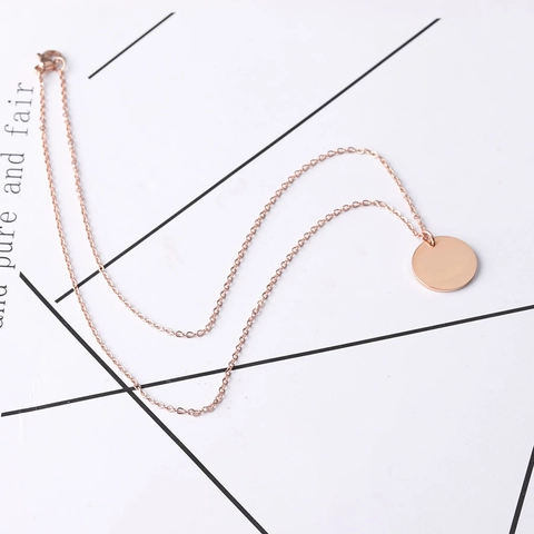 Minimalist Stainless Steel Round Pendant Necklace For Women Men Mirror Polished DIY Engravable Circle Coin Charm Jewelry