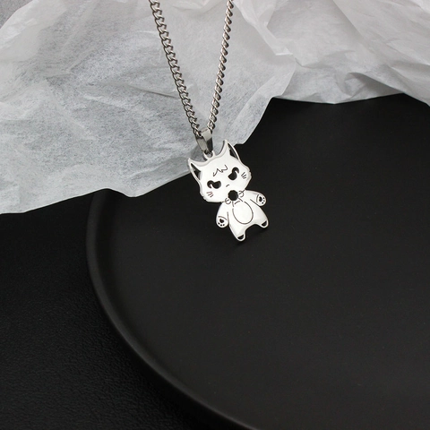 Stainless Steel Scaramouche Cat Wolf Chan Pendant Necklace Cartoon Fashion Jewelry For Men Women Daily Commute Gift