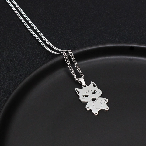 Stainless Steel Scaramouche Cat Wolf Chan Pendant Necklace Cartoon Fashion Jewelry For Men Women Daily Commute Gift