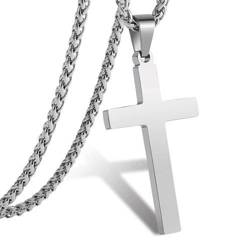 Roestvrij Stalen Kruis Hanger Halsketting Voor Mannen Vrouwen Hip Hop Tarwe Ketting Sieraden Accessoire Cadeau Gepolijst Verguld