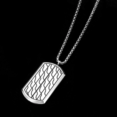 Herren Edelstahl Hundemarke Halskette Modern Gewellter Gestreifter Anhänger Industriell Minimalistisch Boxkette Schmuck Alltag