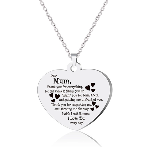Edelstahl Graviert Herz Anhänger Halskette Schlüsselanhänger Geschenk Für Mama Muttertag Erntedankfest Gold Stahl Schmuck