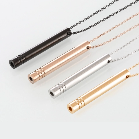 Collar con Colgante de Respiración Consciente de Acero Inoxidable Silbato para Aliviar la Ansiedad para Meditación Joyería Minimalista Hombre Mujer