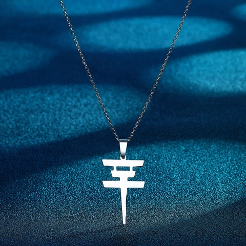 Collar de Colgante de Símbolo de Acero Inoxidable Minimalista Unisex Joyería de Moda Galvanizada Collar de Cadena de Logotipo