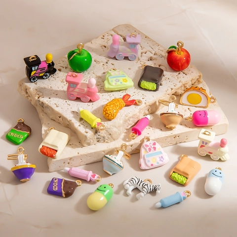 DIY Jewelry Findings Cartoon Food Animal Charms Alloy Drip Oil Enamel Pendants For Necklace Bracelet Earring Making Accessory