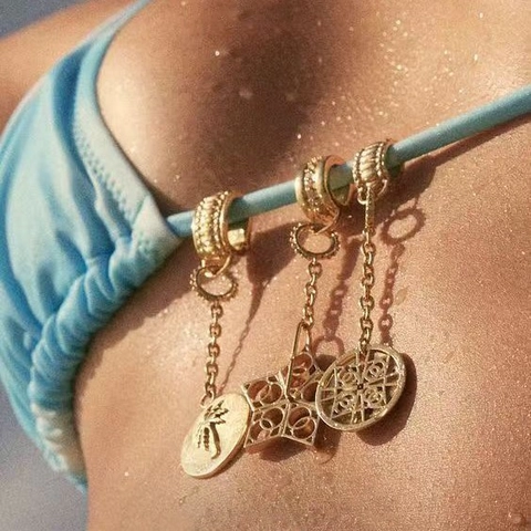 Ocean Series Stainless Steel Pendants Starfish Shell Sea Horse Sun Heart Charms For DIY Jewelry Making Women High-end Accessories