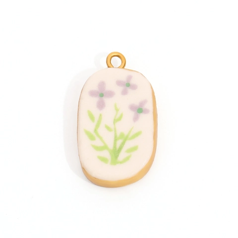 Stainless Steel Hand Painted Boot Oval Pendant Charms For DIY Necklace Bracelet Making Findings Vintage Floral Jewelry Hangings