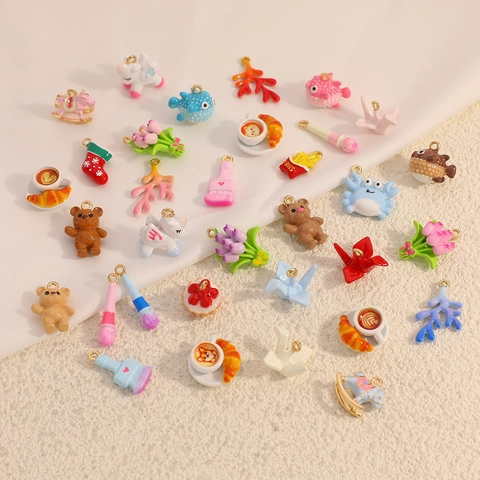 Alloy Marine Series Pendants DIY Jewelry Accessories Cute Animals Food Objects Colorful Drip Oil Enamel Pendant Only For Women Crafting Gift