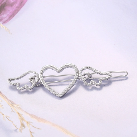 Elegante Engelsflügel Hohles Herz Haarspange Legierung Metall Seitenhaarnadel Koreanischer Stil Kopfschmuck Für Damen