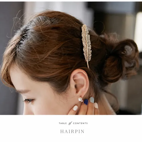 Vintage Alloy Leaf Shape Hair Clip Elegant Feather Design Electroplated Metallic Hair Pin For Women Hair Styling Accessory
