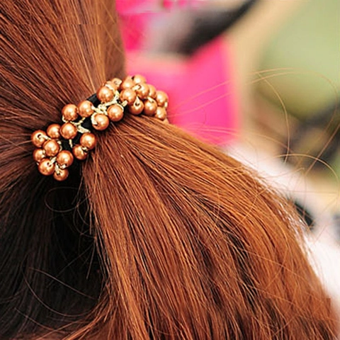 Elastico per Capelli in Lega con Perle Artificiali Fatto a Mano per Donna Stile Coreano Porta Coda di Cavallo Elegante Accessori Capelli