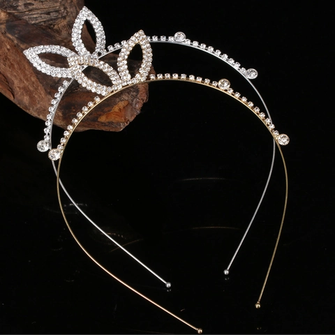 Mignon Serre-tête Oreilles de Lapin en Alliage Strass Brillant pour Filles Mode Bandeau Placcato Or Argent Enfants Accessoires de Cheveux de Fête