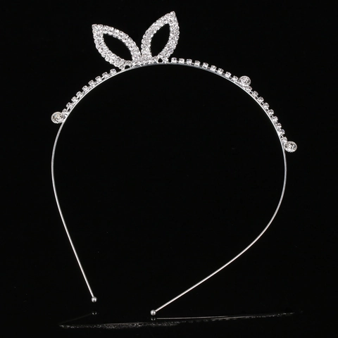 Mignon Serre-tête Oreilles de Lapin en Alliage Strass Brillant pour Filles Mode Bandeau Placcato Or Argent Enfants Accessoires de Cheveux de Fête
