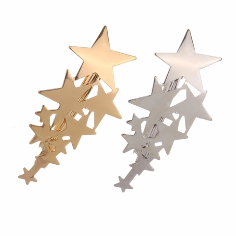 Fermaglio Per Capelli Minimalista In Lega Con Stella Pentagramma Cava Per Donna Accessori Per Capelli Intarsiati Con Strass Oro Argento
