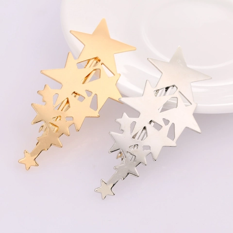 Fermaglio Per Capelli Minimalista In Lega Con Stella Pentagramma Cava Per Donna Accessori Per Capelli Intarsiati Con Strass Oro Argento