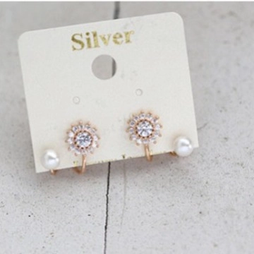 Boucles d'Oreilles Clous Perle Artificielle Tournesol Avec Tige en Argent Sterling 925 Strass Incrusté Bijoux Mode Femme