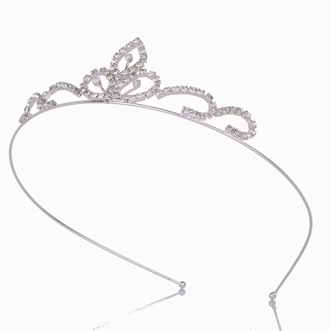 Kinder Silber Strass Krone Haarreif Elegant Herz Muster Tiara Haarschmuck Für Mädchen Geburtstag Hochzeit Party Prinzessin Haarband