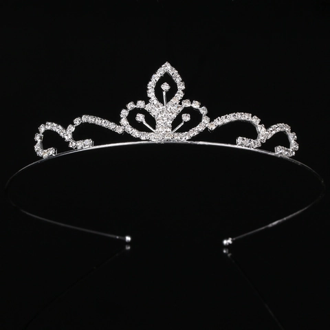 Kinder Silber Strass Krone Haarreif Elegant Herz Muster Tiara Haarschmuck Für Mädchen Geburtstag Hochzeit Party Prinzessin Haarband