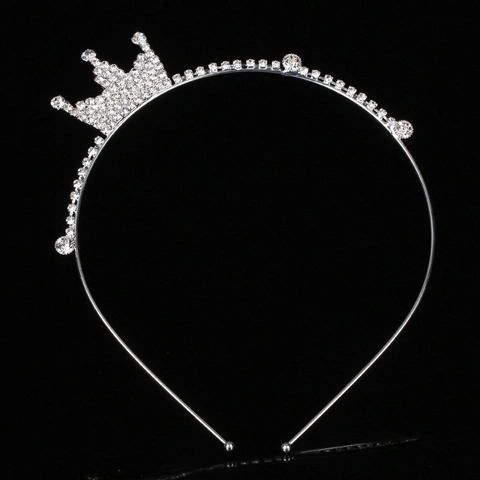Cerchietto con Corona di Strass da Principessa per Bambini Tiara di Cristallo per Ragazze Festa di Compleanno Spettacolo Accessori per Capelli in Metallo Argento