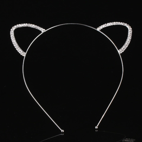 Süßes Cartoon Katzenohren Haarband Für Mädchen Legierung Haarreif Mit Strass Für Geburtstagsfeier Haar Dekoration