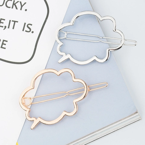 Minimalistische Legering Wolk Opengewerkte Haarclip Voor Vrouwen Goud Zilver Gegalvaniseerde Geometrische Zijclip Haaraccessoires