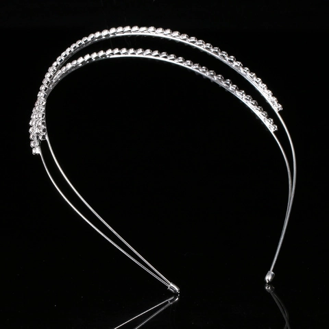 Diadema de Doble Capa con Strass Aleación de Zinc Cristal Incrustado Elegante Boda Fiesta Accesorios Cabello Mujer