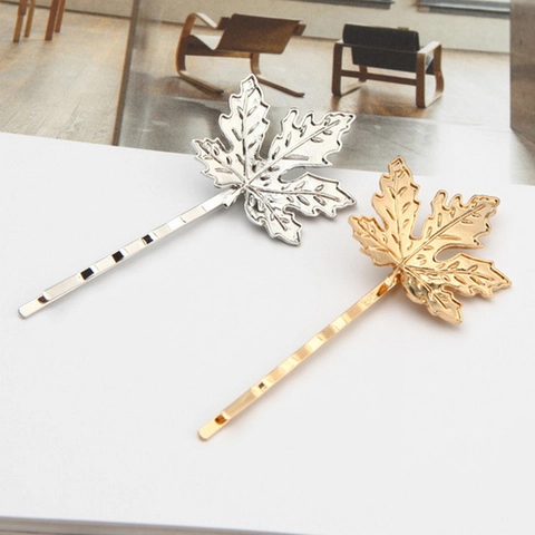 Fermagli per Capelli in Lega a Foglia di Acero Vintage per Donna Stile Foresta Minimalista Galvanizzato Oro Argento Barrettes Accessori per Capelli