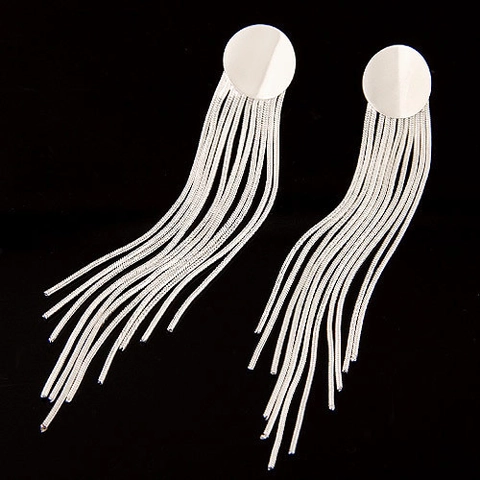 Minimalistische Metall Lange Quaste Ohrringe Für Damen Mode Geometrische Runde Stecker Schlangenkette Fransen Hängeohrringe Schmuck