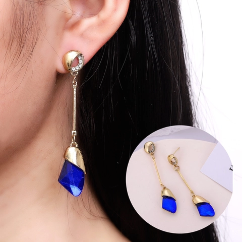 Eleganti Orecchini in Lega a Goccia d'Acqua per Donna Vintage Strass Geometrici Orecchini a Pendente Perno in Acciaio Inossidabile