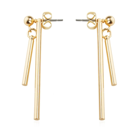 Minimalist Geometric Asymmetrical Vertical Bar Alloy Drop Earrings With Stainless Steel Earring Post For Women Dangle Fashion Jewelry