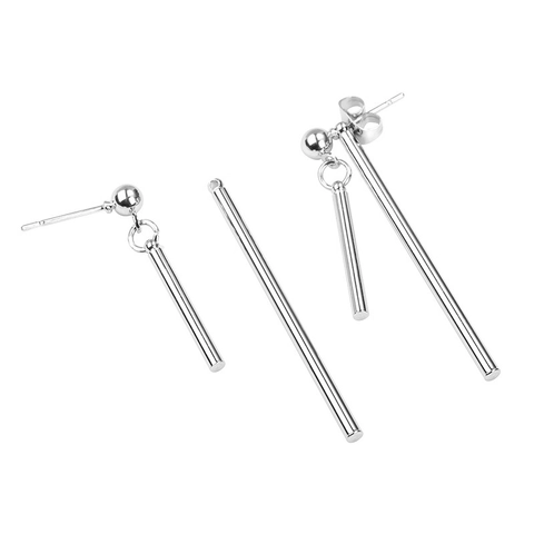 Minimalist Geometric Asymmetrical Vertical Bar Alloy Drop Earrings With Stainless Steel Earring Post For Women Dangle Fashion Jewelry