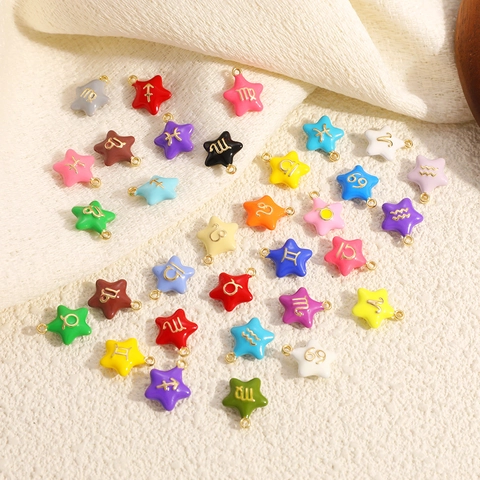 Zodiac Sign Star Pendant Alloy Enamel Constellation Charms For DIY Necklace Bracelet Jewelry Making Accessory Women Jewelry