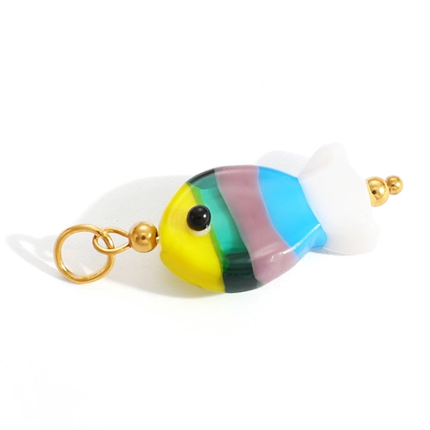 Stainless Steel DIY Fish Pendant Colorful Drip Oil Enamel Fish Bone Charms For Necklace Bracelet Jewelry Making Women Accessory