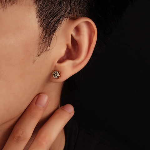 Nautical Ship Wheel Stud Earrings Retro Punk Gothic Antique Copper Rudder Ear Jewelry For Men Women Fashion Gift Accessory