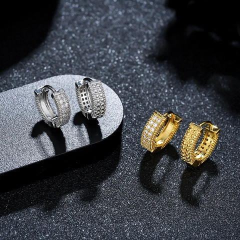 Orecchini a Cerchio in Rame Con Strass per Uomo Donna Orecchini a Bottone con Strass Scintillanti Gioielli Hip Hop