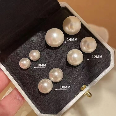 Boucles d'Oreilles Clous Perle Artificielle Élégante pour Femme Avec Tige en Argent Sterling 925 Rondes Blanches Bijoux Cadeau