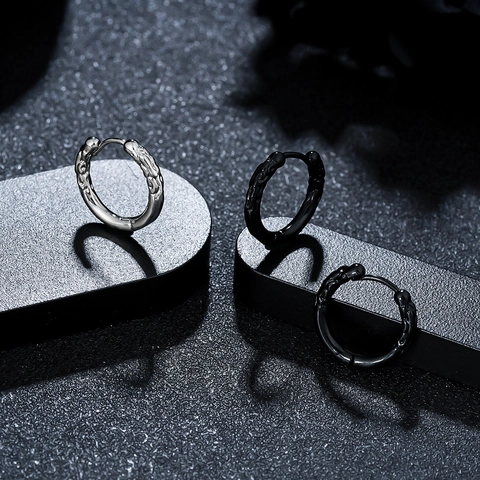 Unisex Vintage Gesneden Patroon Koperen Creolen Minimalisme Punk Stijl Metalen Oorgespsieraden Voor Mannen Vrouwen Dagelijks