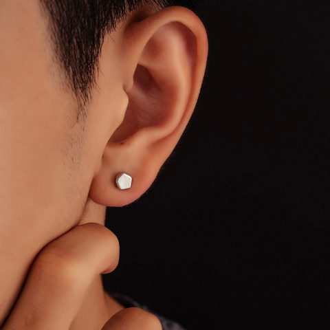 Minimalistische Geometrische Sechseck Ohrstecker Für Damen Herren Edelstahl Pfosten Kupfer Schwarz Silber Mode Ohrschmuck