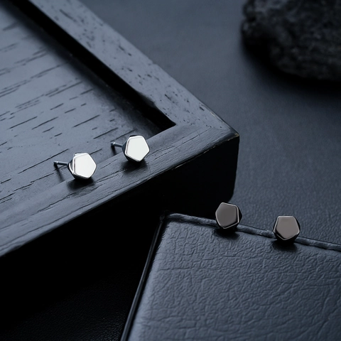 Minimalistische Geometrische Sechseck Ohrstecker Für Damen Herren Edelstahl Pfosten Kupfer Schwarz Silber Mode Ohrschmuck