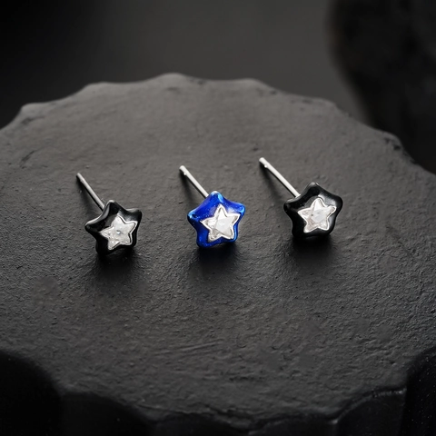 Orecchini a Bottone a Stella in Rame Minimalisti per Uomo e Donna Con Intarsio in Zirconia Perno in Acciaio Inossidabile Gioielli