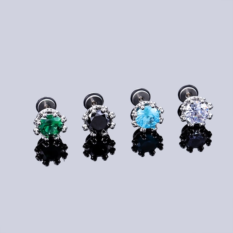 Boucles d'Oreilles Clous Couronne en Cuivre de Luxe avec Strass pour Hommes Femmes Minimalistes Petits Bijoux Cadeau